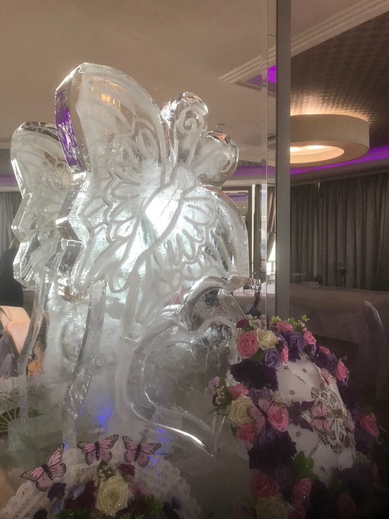 Butterfly Vodka Ice Luge Ice Sculpture at The Grand Hotel Brighton