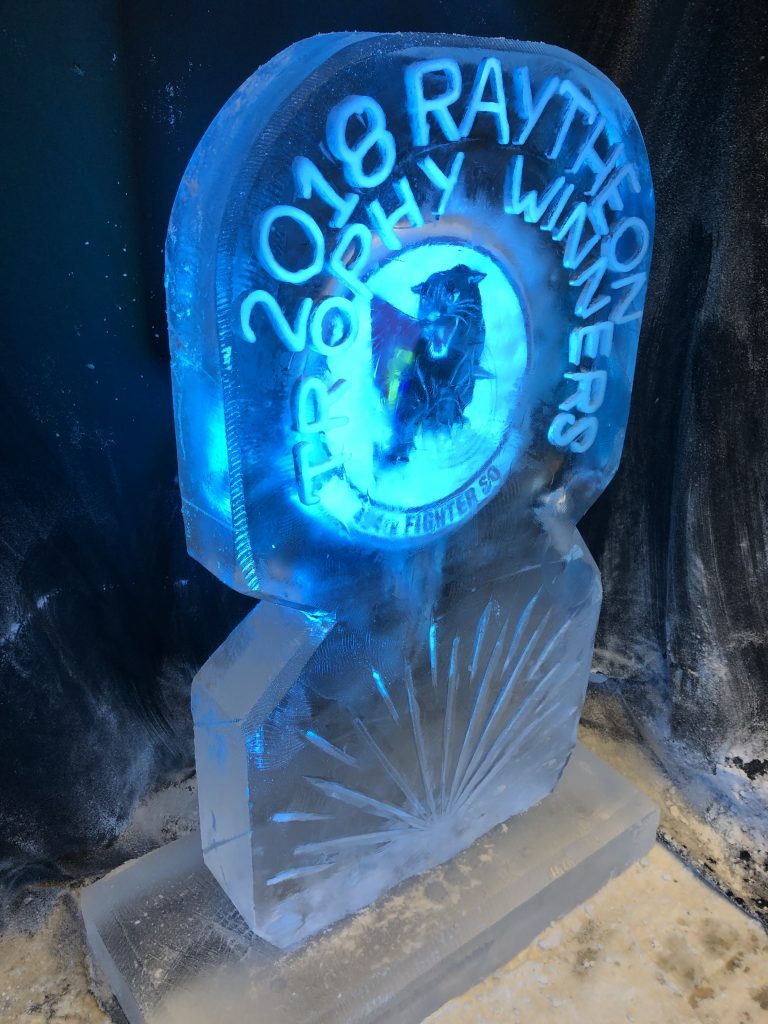 494th Fighter Wing USAF Raytheon Winners Ice Sculpture Vodka Luge Ice Carving