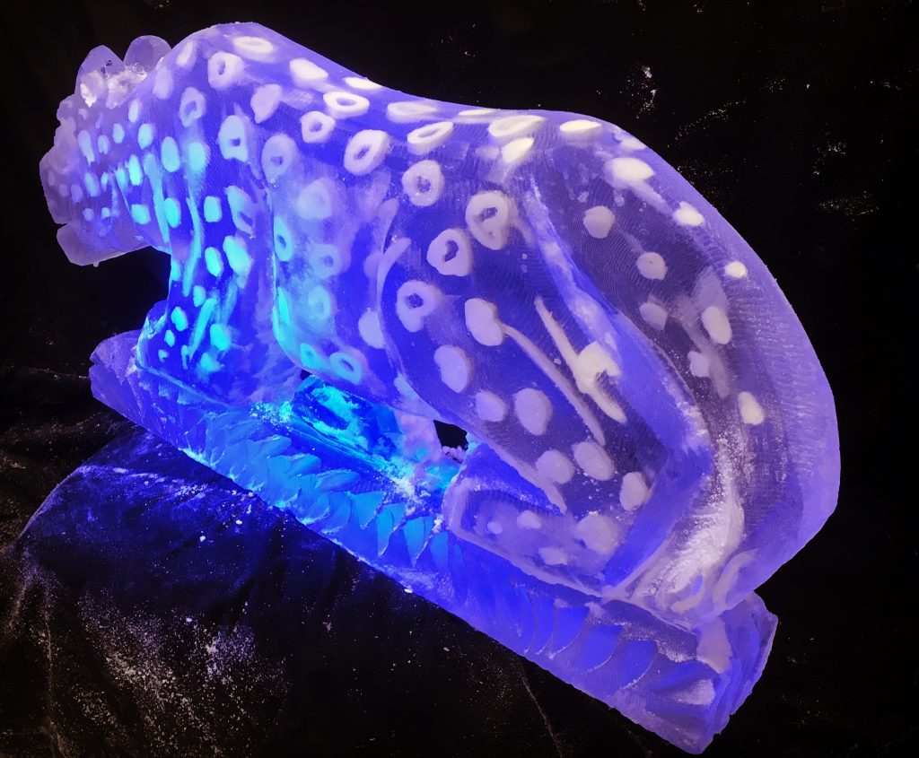 Leopard Ice Sculpture Vodka Ice Luge For Animal Theme Birthday Party