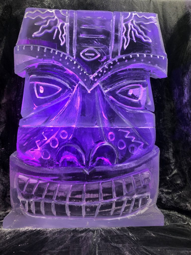 Kontiki Mask Ice Sculpture Vodka Ice Luge for Tidworth Party