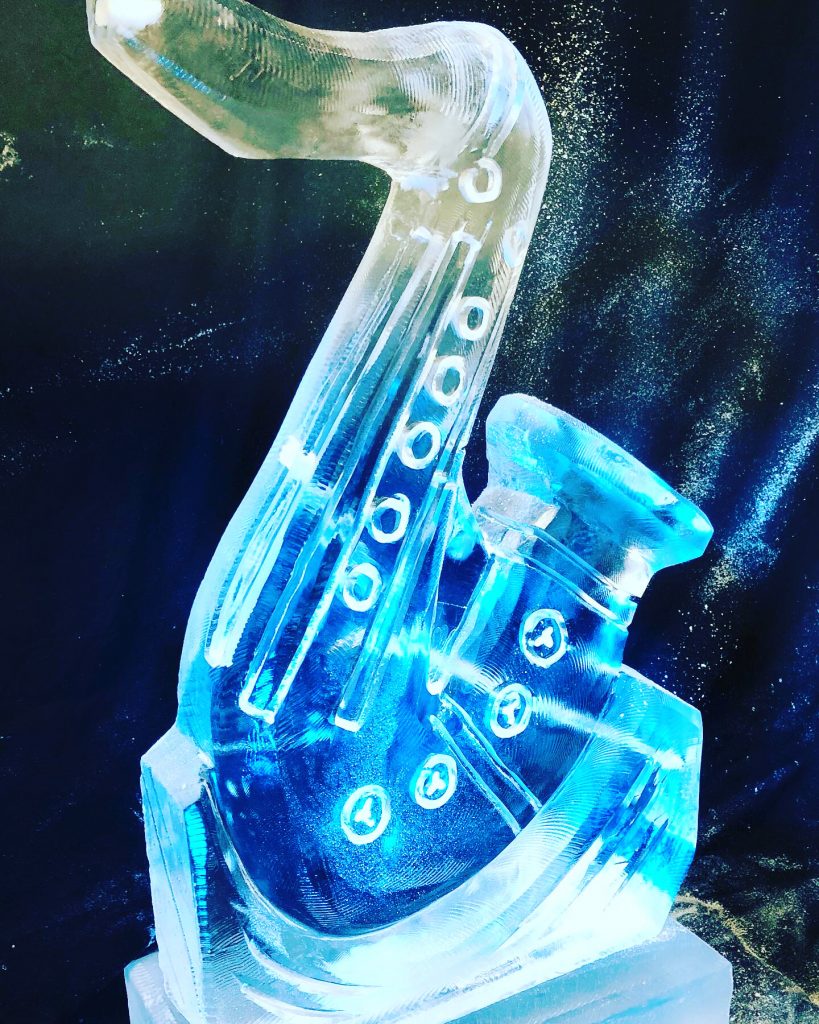 Saxophone Music Theme Ice Sculpture Vodka Ice Luge