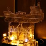 Navig8 Ship Ice Sculpture Vodka Luge at Dorchester Hotel Park Lane