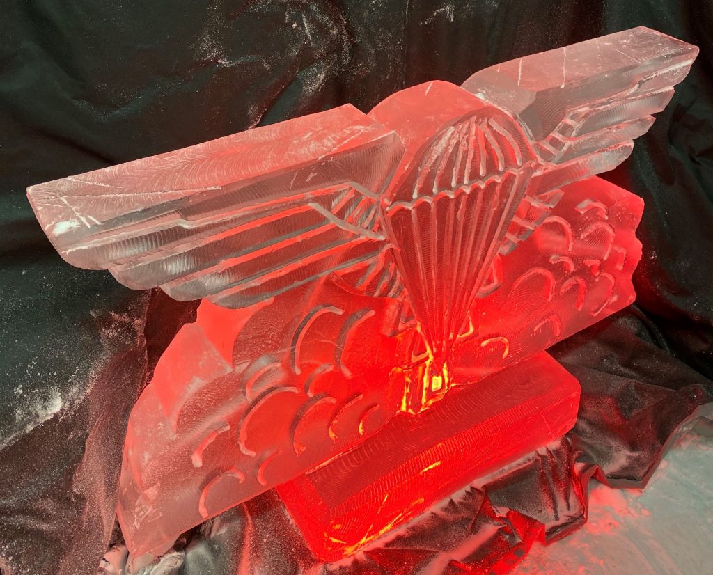 Parachute Regiment Wings Ice Sculpture Vodka Luge at Aldershot