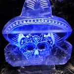 Mexican Skull Ice Sculpture Vodka Ice Luge for Cambridge May Ball