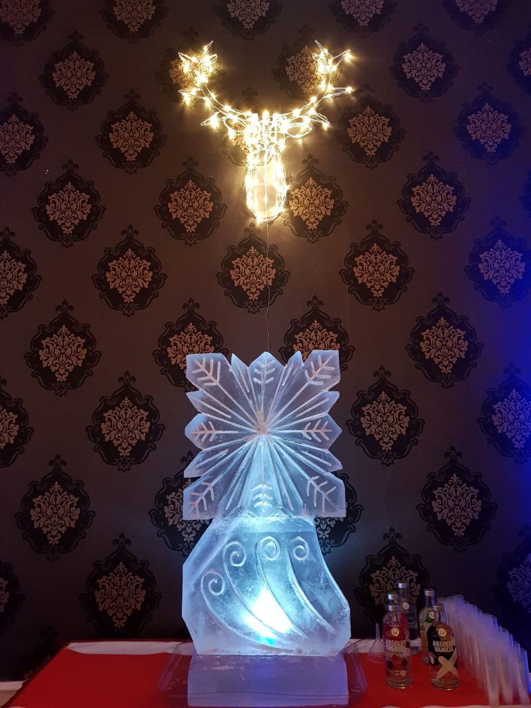 Snowflake Vodka Ice Luge Ice Sculpture For RAF Benson Mess Christmas Party