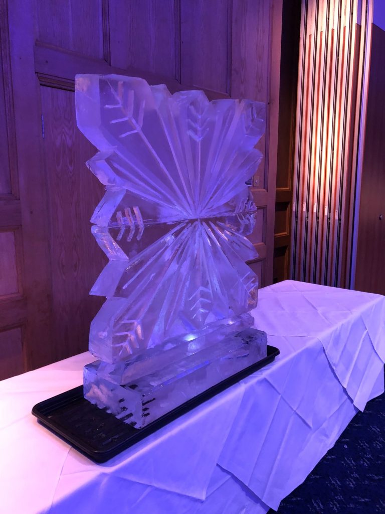 Large Snowflake Vodka Ice Luge Ice Sculpture at Mandolay Hotel Guildford