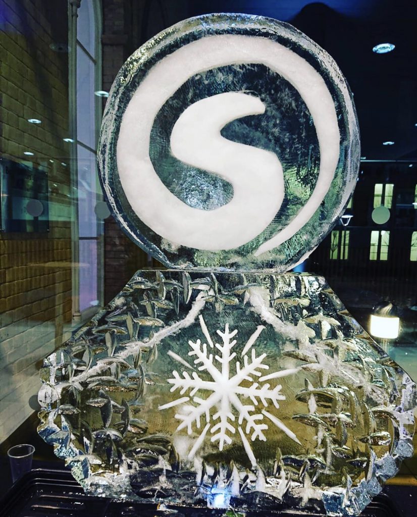 Christmas Party Sumo Digital Logo ice sculpture vodka luge in Sheffield