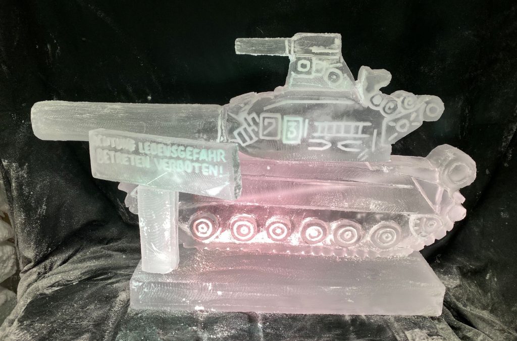 T54 Tank Ice Sculpture Vodka Luge for Cold War party