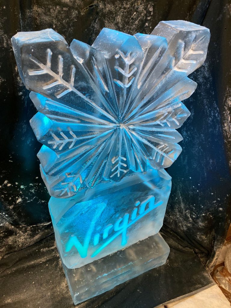 Virgin Snowflake Vodka Ice Luge Ice Sculpture