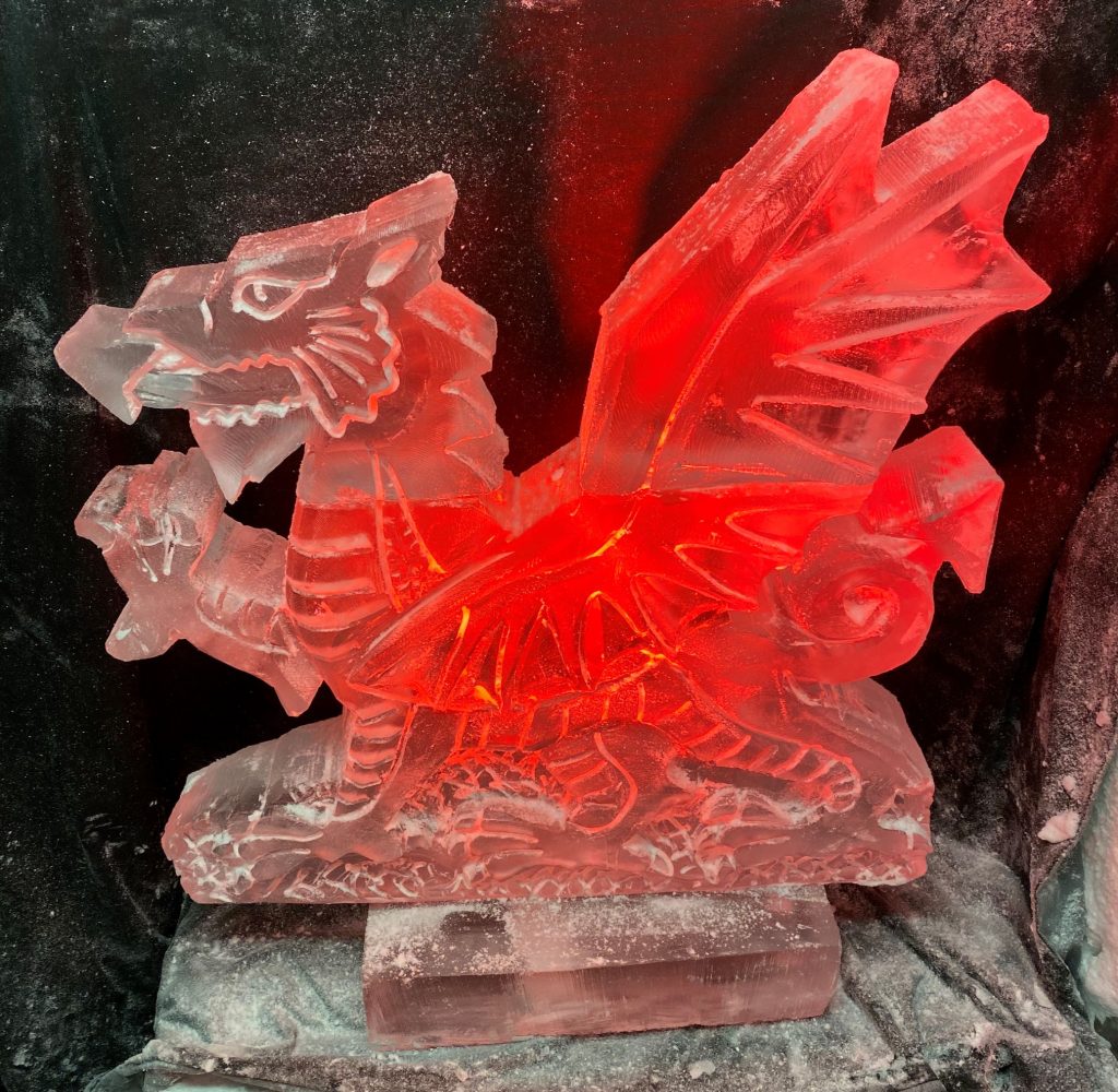 Welsh Guards Welsh Dragon military Ice Sculpture Vodka Luge in Windsore