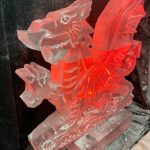 Welsh Wedding Dragon Vodka Ice Luge Ice Sculpture for Celtic Manor Wedding