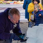 Christmas Market Live Ice Sculpture Carving Display in Aldershot and Farnham