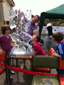 Live Ice Carving Display at West Sussex School Horsham