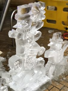 Sheffield Christmas Market Live Ice Carving Ice Sculpture Display