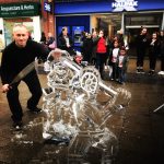 Live Ice Sculpture Carving Display at Bromley Christmas Market