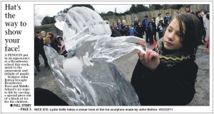 Live Ice Carving Display for Fire and Ice Theme at Bognor Regis School