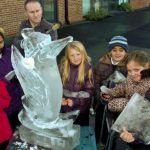 Live Ice Sculpture Carving Display for Fire and Ice Theme at Sussex, Surrey and Kent Schools