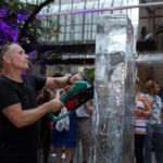 Live ice carving ice sculpture show for Stonewall and Gokwan at Barbican London