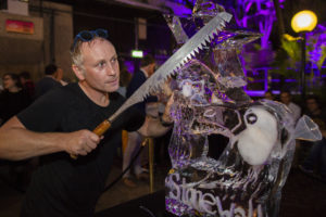 Live ice sculpture carving show for Stonewall and Gokwan at Barbican London