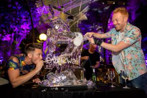 Live ice sculpture carving show for Stonewall charity at Barbican events