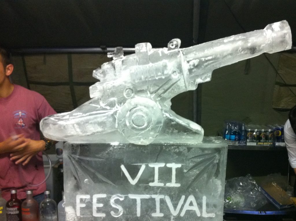 105mm Gun Ice Sculpture Vodka Luge for Royal Horse Artillery Military party