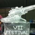 105mm Gun Ice Sculpture Vodka Luge for Royal Horse Artillery Military party