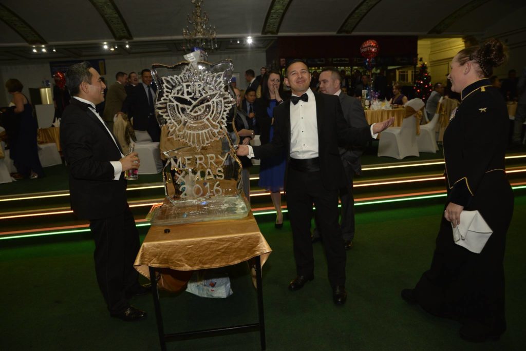 Gurkha Regiment Cap Badge Vodka Ice Luge Ice Sculpture for Christmas Party Aldershot
