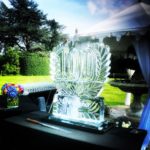 100th Anniversary Ice Sculpture Vodka Ice Luge For Sports Club Anniversary