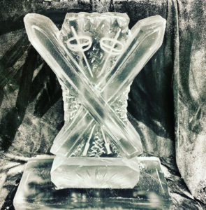 Crossed Ski's Vodka Ice Luge Ice Sculpture for Apres Ski Themed Party