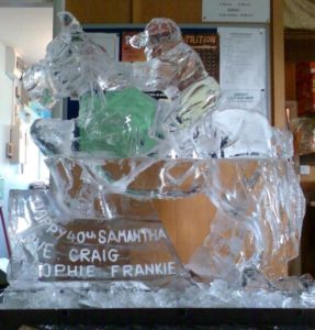 Horse and Rider Vodka Ice Luge Ice Sculpture