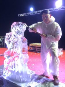 Live Ice Sculpture Carving Show in Doha Qatar for Disney Frozen Film