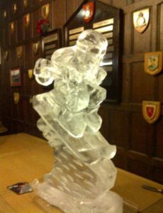 Skier Vodka Ice Luge Ice Sculpture for Apres Ski party