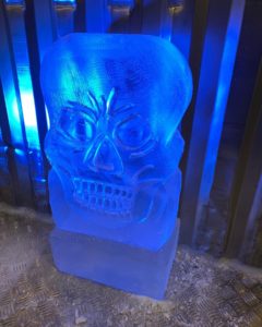 Skull Ice Luge Vodka Luge. Halloween Ice Sculpture luge