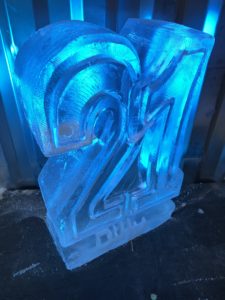 21 Party Ice Luge Vodka Luge. 21st Birthday luge lit blue