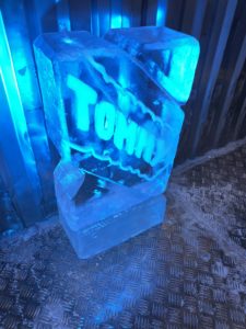 Tommy Name Ice Luge Vodka Luge. Champagne Name Ice Sculpture luge