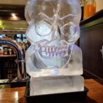 Skull Ice Luge Vodka Luge. Halloween Ice Sculpture luge