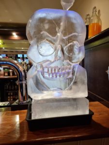Skull Ice Luge Vodka Luge. Halloween Ice Sculpture luge