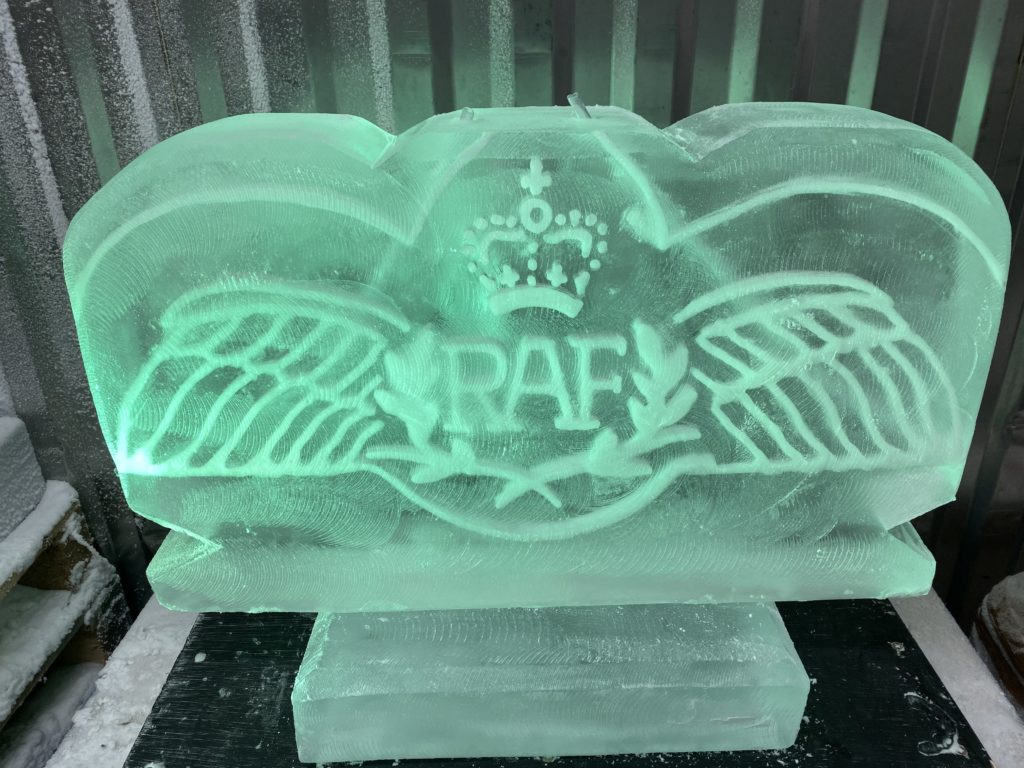 RAF WIngs - Wings ice sculpture - RAF ice luge - RAF Valley - Ice Agency