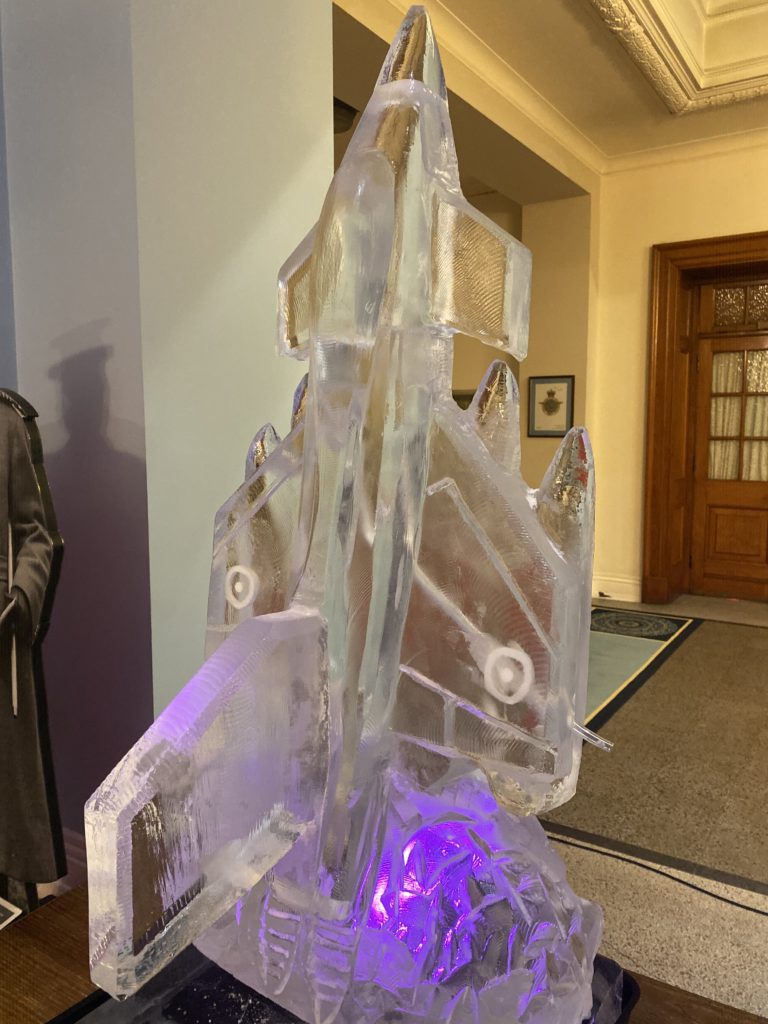Typhoon fighter aircraft ice sculpture ice luge RAF Cranwell - Ice Agency