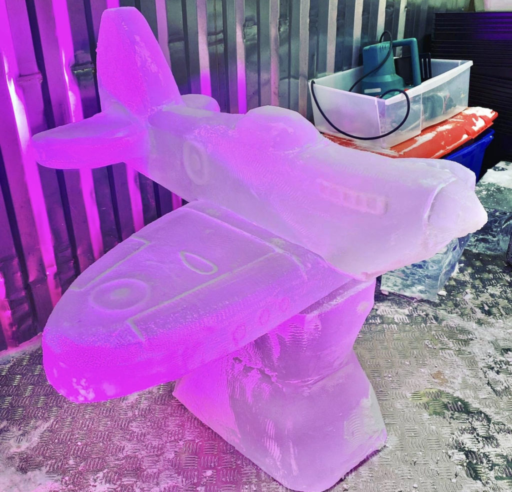 Spitfire ice sculpture - Spitifre ice luge - RAF ice sculpture - RAF High Wycombe - Ice Agency