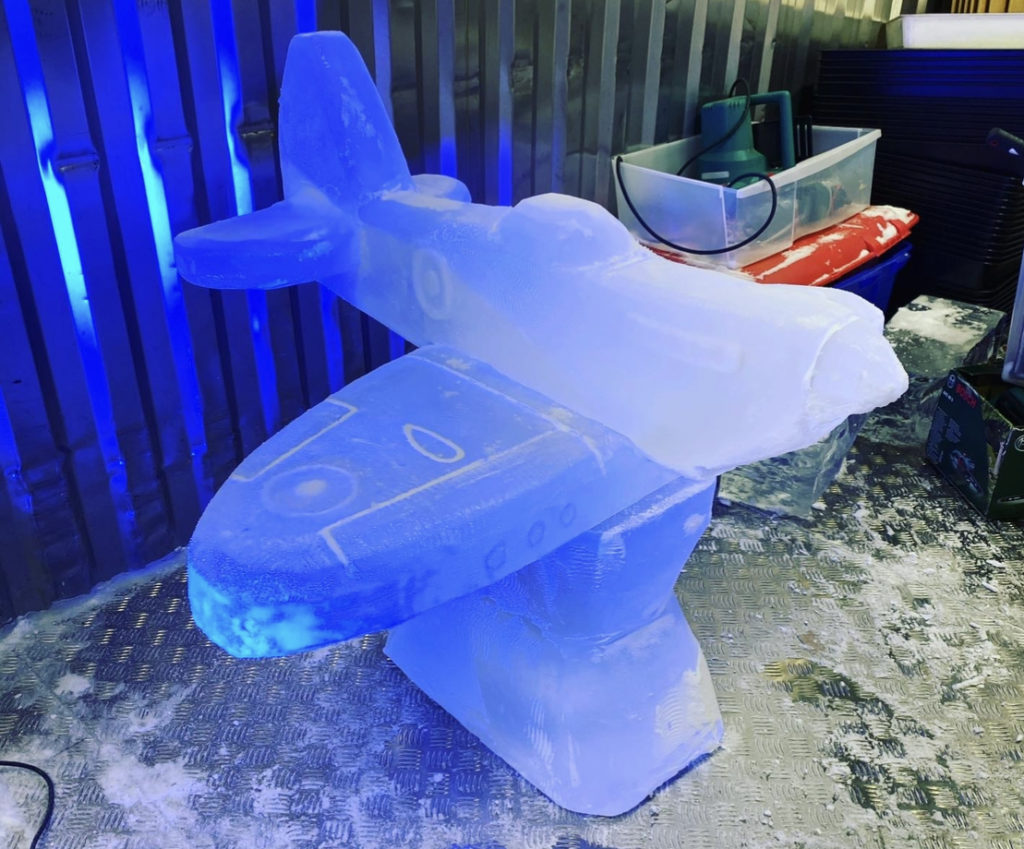 Spitfire ice sculpture - Spitifre ice luge - RAF ice sculpture - RAF High Wycombe - Ice Agency