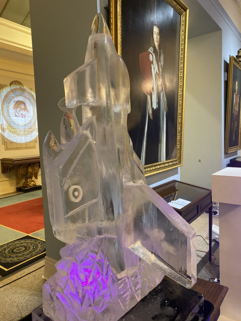 RAF Cranwell ice sculpture Typhoon fighter - ice luge - Typhoon - vodka Luge - Ice Agency