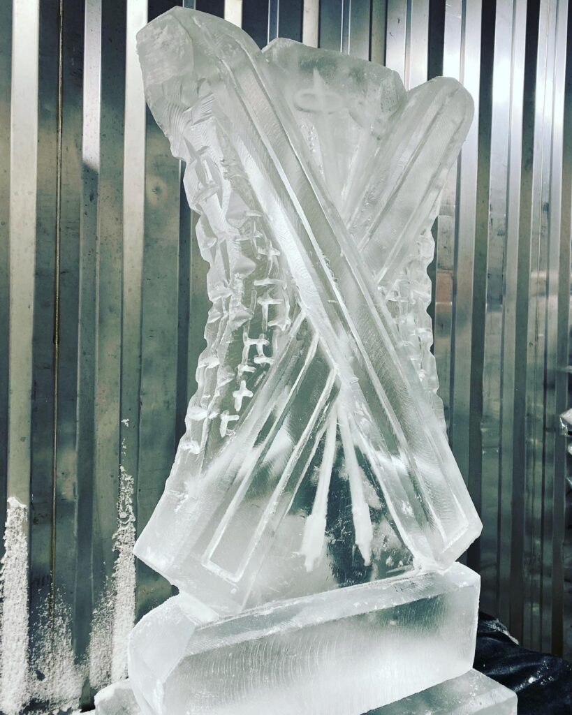 Ski Ice Luge / Ski Themed Ice Sculpture Vodka Luge