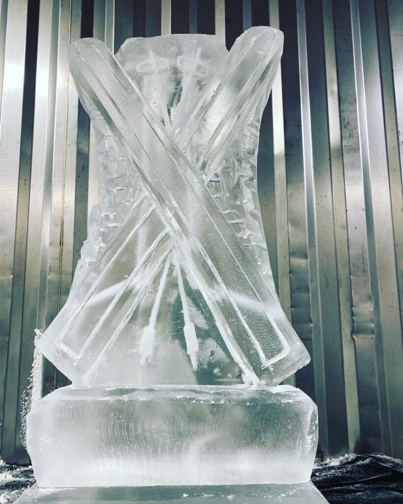 Ski Ice Luge / Ski Themed Ice Sculpture Vodka Luge