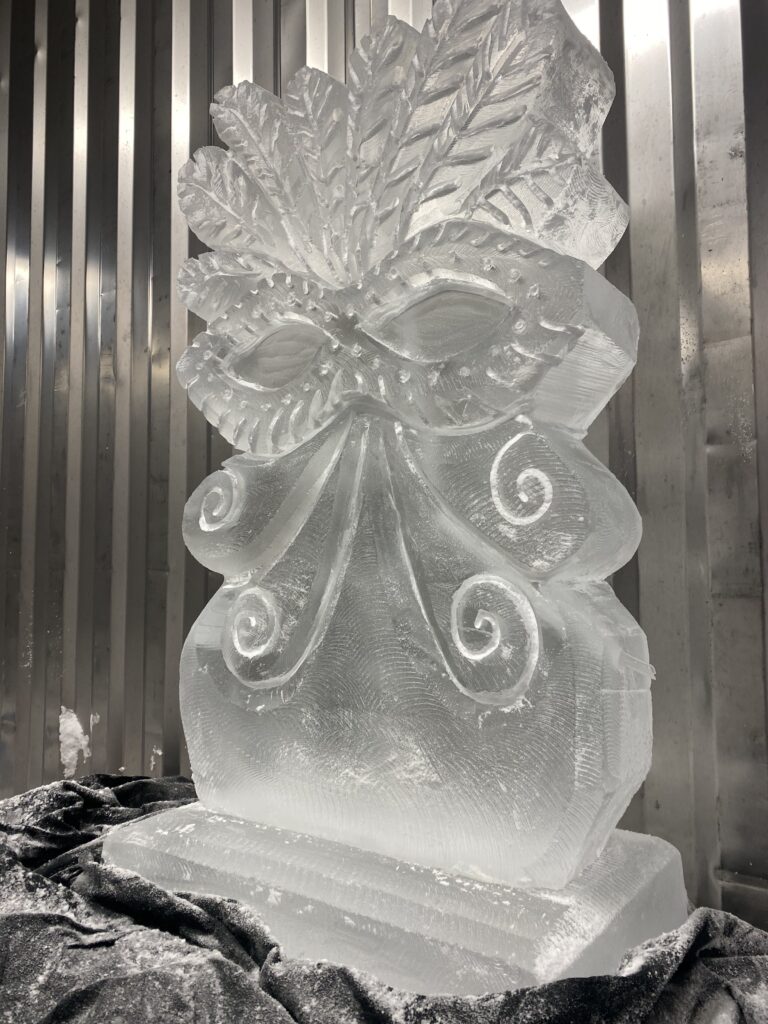 Masquerade Mask Ice Sculpture / Mask Vodka Luge