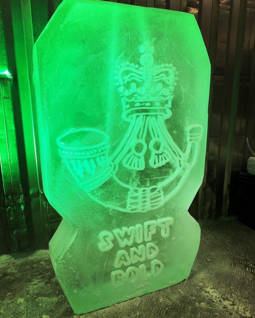 Rifles Regiment / Rifles Ice Luge / Rifles Ice Sculpture / Military Crest Ice Sculpture / Rifles Vodka Luge / Army Vodka Luge