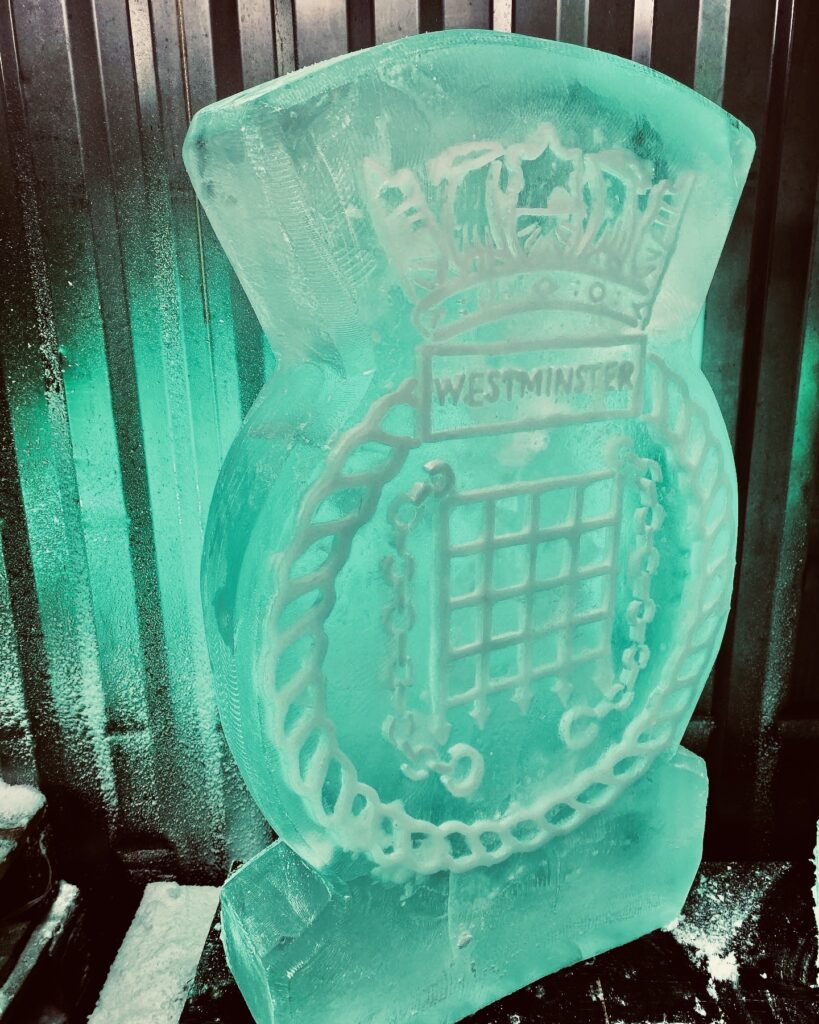 HMS Westminster / Royal Nave Ice Luge / Royal Navy Ice Sculpture / Royal Navy Vodka Luge