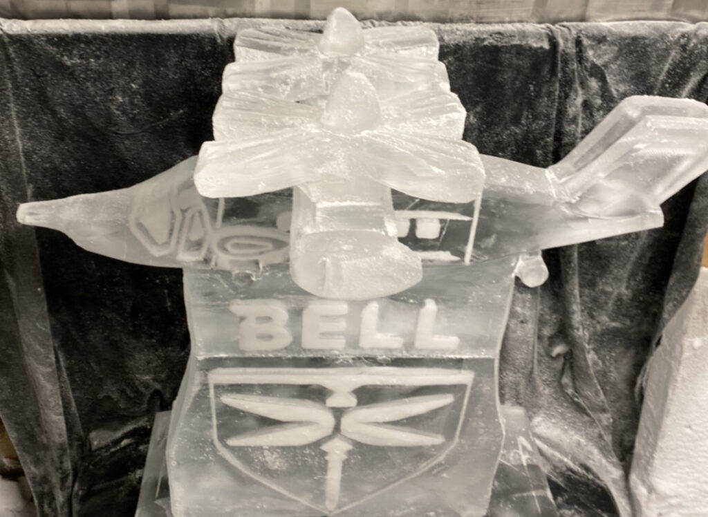 Bell Flight / Helicopter Ice Luge / Helicopter Vodka Luge / Helicopter Ice Sculpture