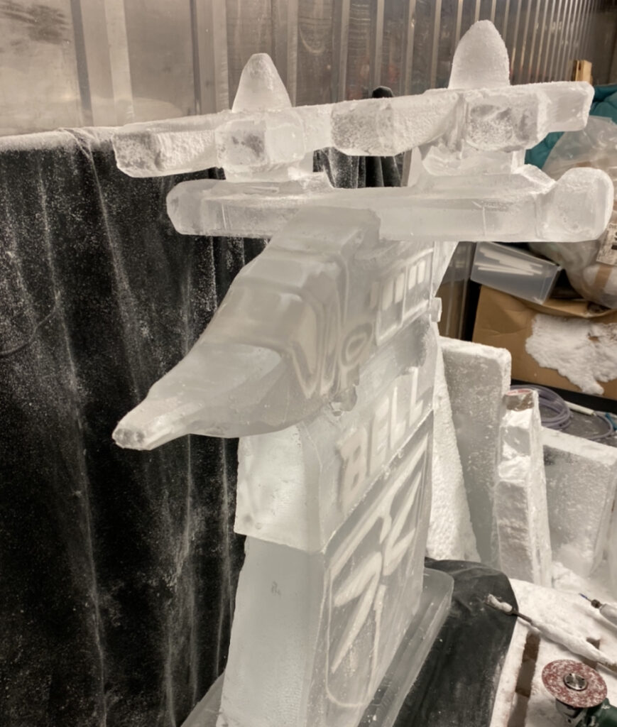 Bell Flight / Helicopter Ice Luge / Helicopter Vodka Luge / Helicopter Ice Sculpture