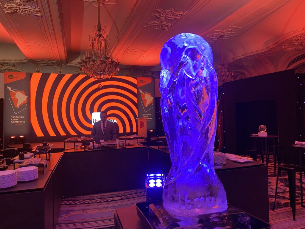 World Cup Ice Sculpture for Itau bank at The Strand Hotel London